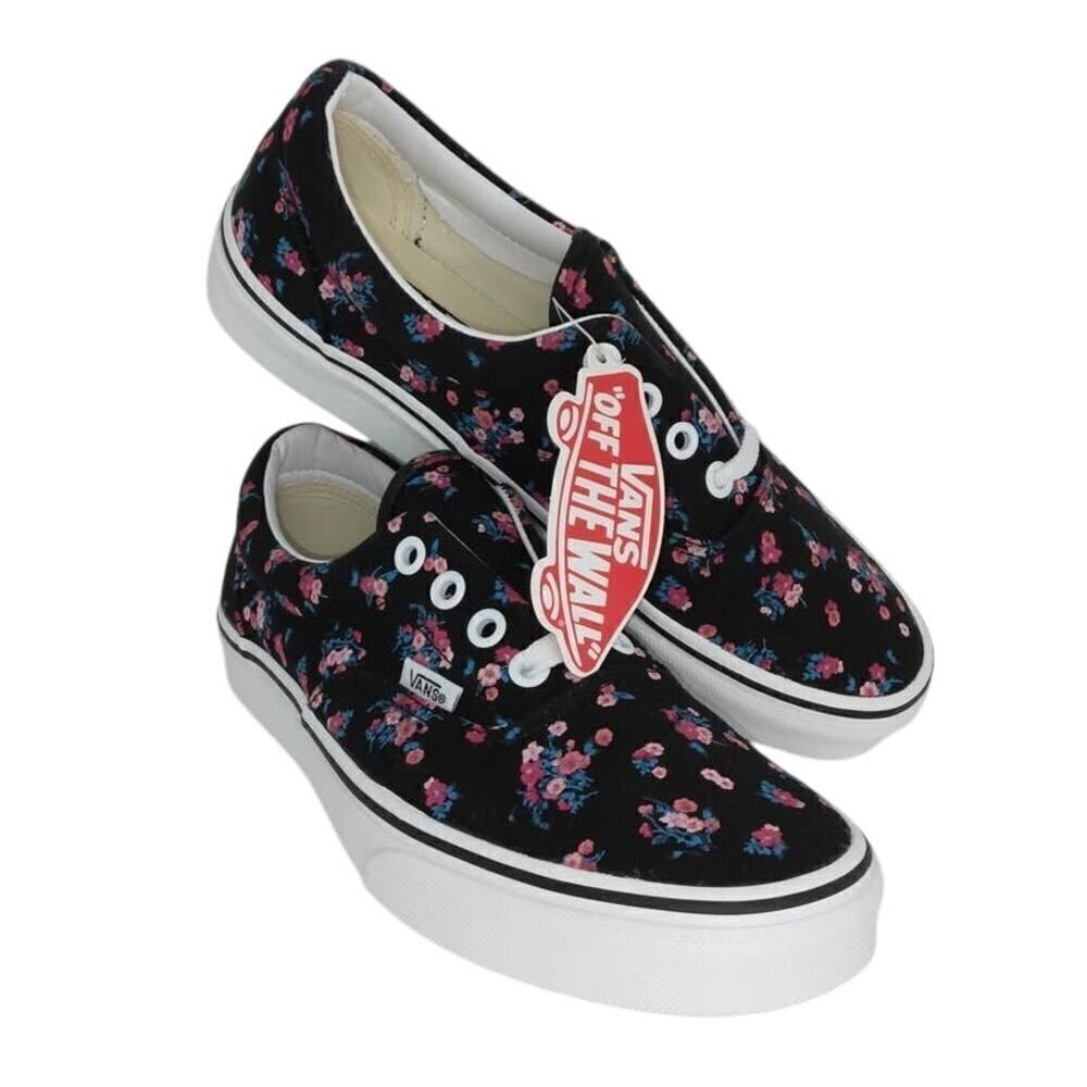 VANS Era Ditsy NEW Women's Floral Black Low Top Designer Sneakers - sz. 6 1/2